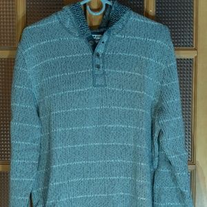 Lucky Brand Blue and White Button Hoodie